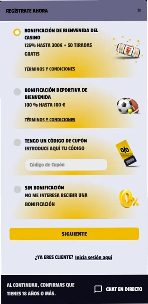 Registro Winolot paso 1